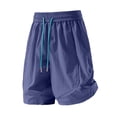 thumbnail image 7 of Women's High Waisted Nylon Dry Shorts with Side Pockets, Elastic Drawstring Waist, Tummy Control Workout Shorts for Women, Quick Dry for Running, Gym, Hiking & Casual | TruHer,Purple 3XL, 7 of 7