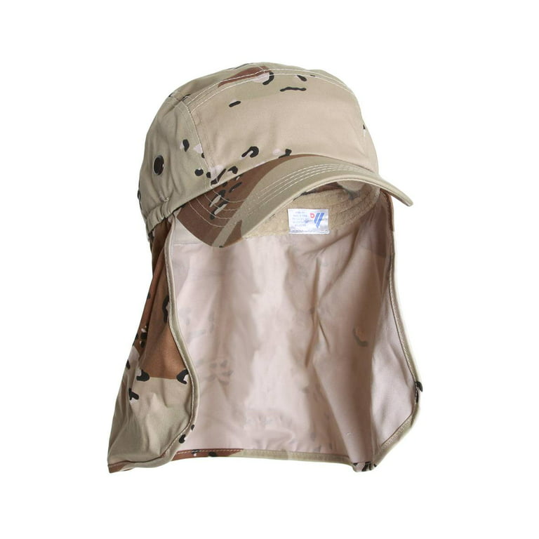 Top Headwear Vacationer Flap Hat With Full Neck Cover - Beige 
