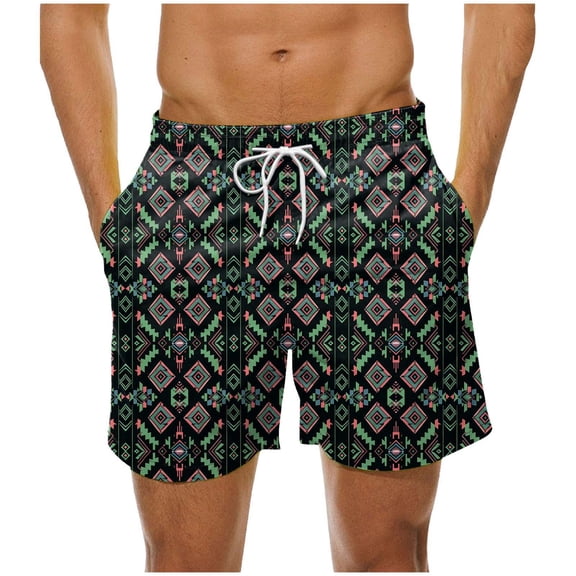 PNTUTB Men's Summer Fashion Printed Elastic Waist Drawstring Pockets Casual Loose Comfortable Beach Shorts