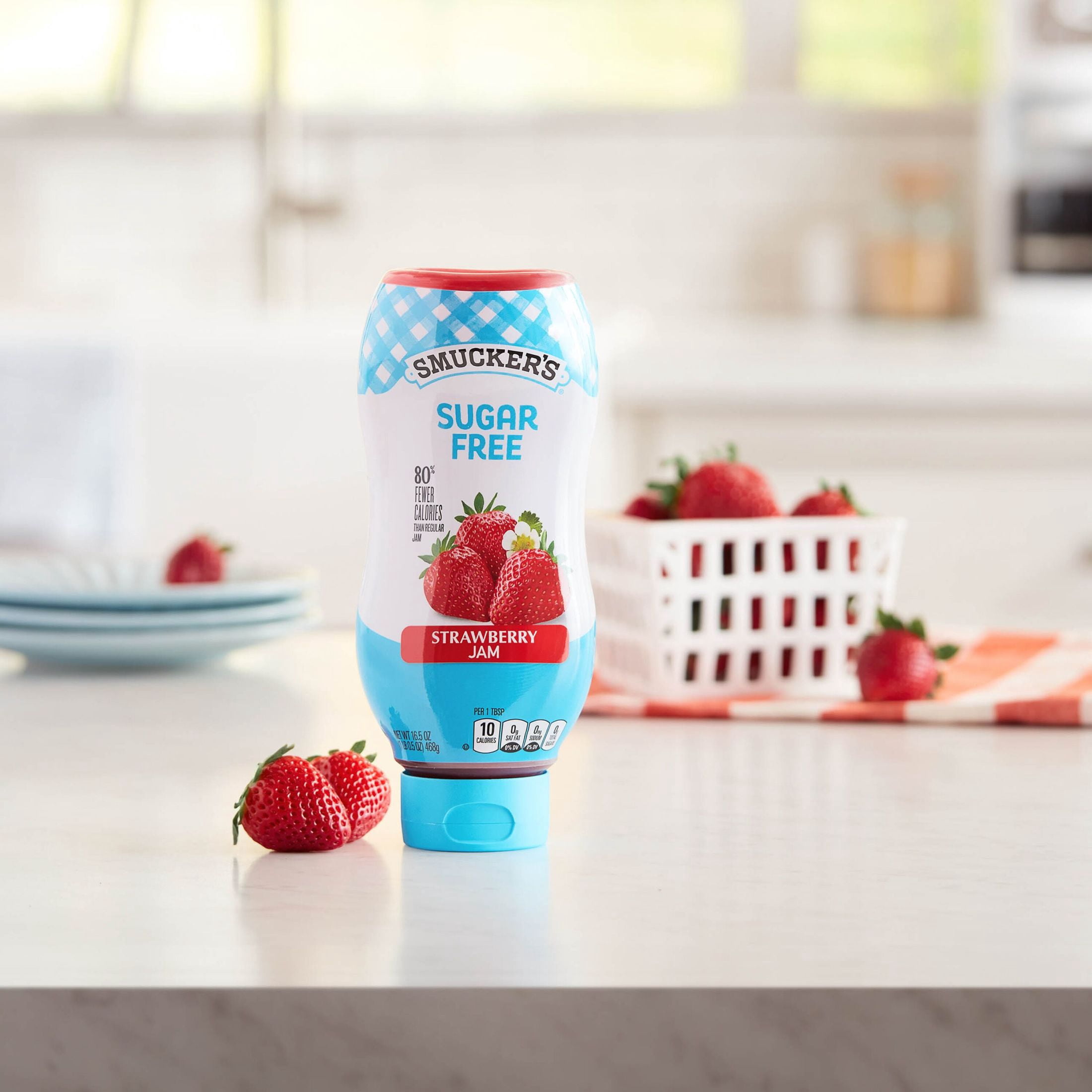 (6 pack) Smucker's Squeeze Sugar Free Seedless Strawberry Jam, 16.5 oz Squeezable Bottle
