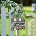 thumbnail image 2 of Welcome Sign for Front Door Farmhouse Wall Porch Fall Home Outside Indoor Christmas Decor 14"x10" PVC Cute Ghost Pumpkin Star, 2 of 6