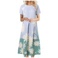 thumbnail image 1 of TJAZFJPA Robe Évasée pour Femme, Robes Bohèmes d'Été avec Poches, Décontractée, Grande Taille, Robe Maxi en Lin, Robe Longue Fluide, Robes Noires pour Femmes, Robes Bleues, 1 of 4