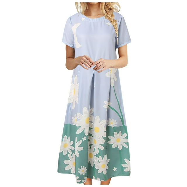 TJAZFJPA Robe Évasée pour Femme, Robes Bohèmes d'Été avec Poches, Décontractée, Grande Taille, Robe Maxi en Lin, Robe Longue Fluide, Robes Noires pour Femmes, Robes Bleues