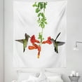 thumbnail image 1 of Hummingbirds Tapestry, 2 Hummingbirds Sipping Nectar from a Trumpet Vine Blossoms Summertime, Fabric Wall Hanging Decor for Bedroom Living Room Dorm, 5 Sizes, Red Black Green, by Ambesonne, 1 of 1