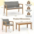thumbnail image 3 of Costway 8 Pieces Outdoor Furniture Set, Acacia Wood Frame Sofa Set with Rattan Seat, 3 of 9