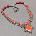 thumbnail image 2 of Red Coral Gemstone Necklace Tibetan Handmade Beaded Nepali Jewelry 18" NN 7099, 2 of 2
