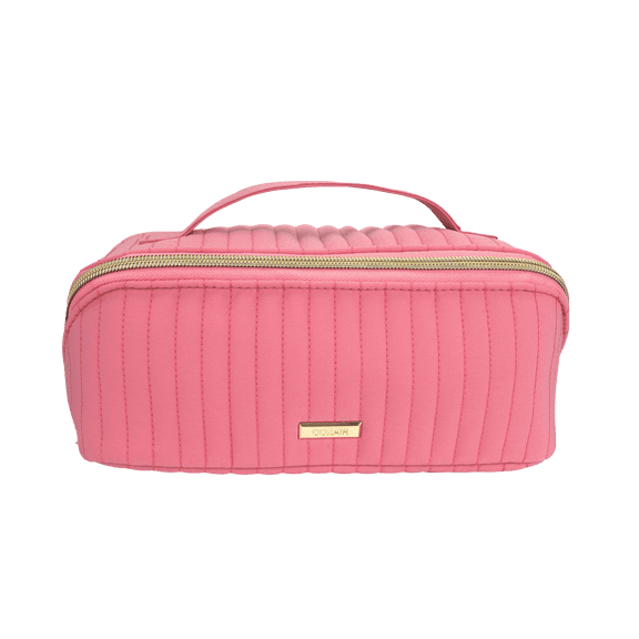 Conair Pink Quilted Fold-Flat Organizer, Travel Clutch with Gold-Tone Hardware