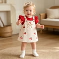 thumbnail image 2 of Bobifish Baby Girls Outfit Sets Short Sleeve Bodysuit Cherry Print Suspender Skirts With Pocket 2PC Outdoor Infant Girls Sets, 2 of 9