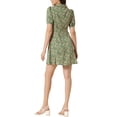 thumbnail image 3 of INSPIRE CHIC Robe Vintage Florale à Manches Courtes Col Camp Boutonnée Ligne A Verte m, 3 of 8