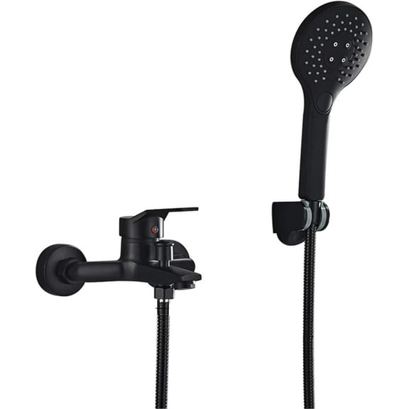 Matte Black Bathroom Shower Faucet, Bathtub Hot and Cold Water Mixer Tap, Black Bathroom Shower Faucet Mixer Taps