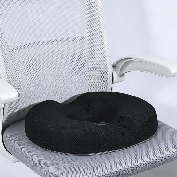 Ergonomic Memory Foam Seat Cushion with U-Shaped Cutout for Tailbone Pain Relief, Non-Slip Bottom, Washable Cover, Black