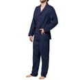 thumbnail image 2 of Hanes Men's Pajamas Cotton X-Temp Long Sleeve Shirt & Pants Knit Pjs Lounge Set - Navy (Large), 2 of 7