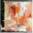 thumbnail image 3 of Ambesonne Peach Shower Curtain, Contemporary Brush Stroke Art, 69"Wx84"L, Coral Orange and Ecru, 3 of 4