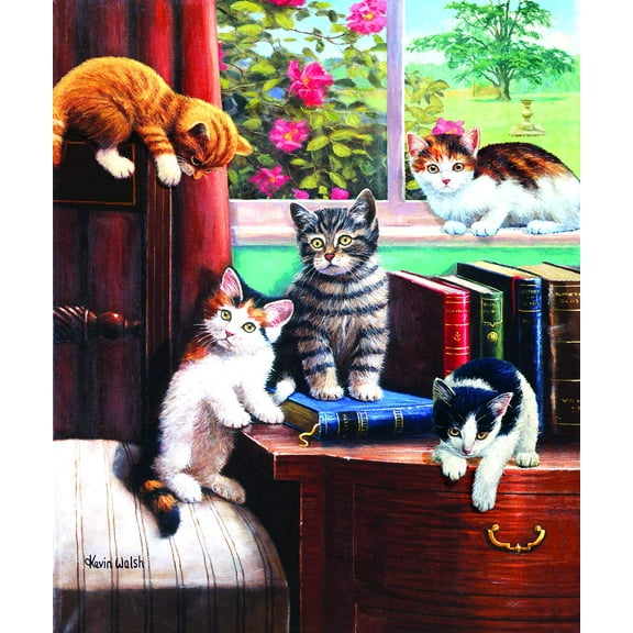 SUNSOUT INC - Playtime in the Study - 1000 pc Jigsaw Puzzle by Artist: Kevin Walsh - Finished Size 20" x 27" - MPN# 13342