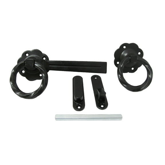 Shed Windows and More Twisted Ring Gate Latch, Powder Coated Black Steel