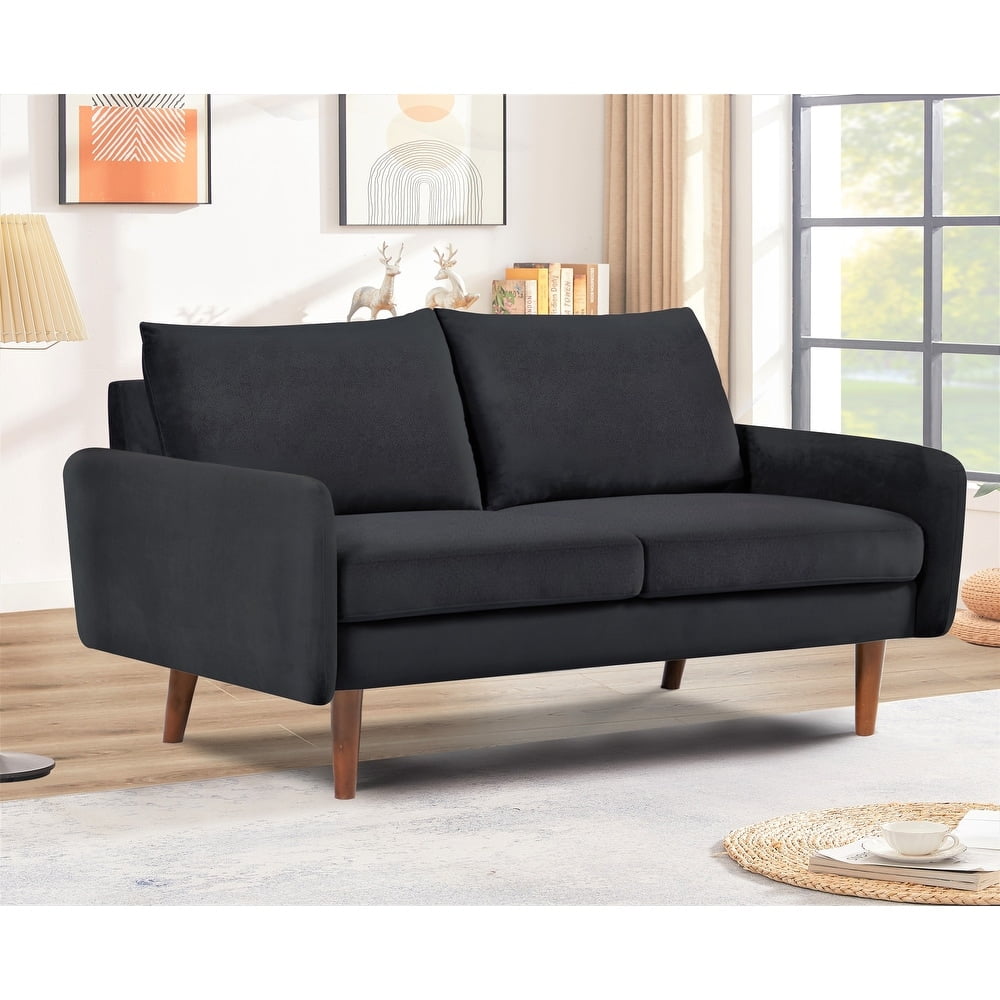 Uspridefurniture Maryellen 58''W Velvet Loveseat, Black