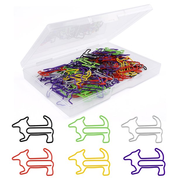 Sujetapapeles con forma de perro Koudindg, 60 piezas, metálicos y coloridos