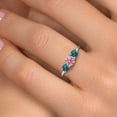 thumbnail image 4 of Gem Stone King 14K White Gold Pink Lab Grown Diamond & London Blue Topaz 3-Stone Engagement Ring | 1.16 Cttw | Round 5MM and 4MM | Three Stone Wedding Anniversary Promise Ring for Women (Size 6), 4 of 6