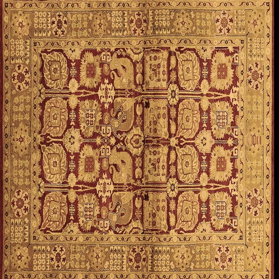 Ahgly Company Indoor Square Oriental Brown Industrial Area Rugs, 3' Square