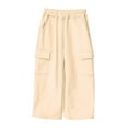 thumbnail image 4 of Girls Athletic Pants Joggers for Girls Children's Sweatpants Cargo Square Pocket Solid Color Casual Pants With Elastic, 4 of 8