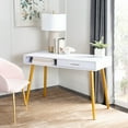 thumbnail image 2 of SAFAVIEH Jorja Contemporary White/Gold 1-Drawer Writing Desk (43.3 in. W x 19.7 in. D x 29.7 in. H), 2 of 13