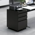 thumbnail image 4 of 3-Drawer Mobile Filing Cabinet With Lock In Durable Metal Finish Ideal For Office And Study Room Storage Featuring Legal And Letter Size Compartments, 4 of 13