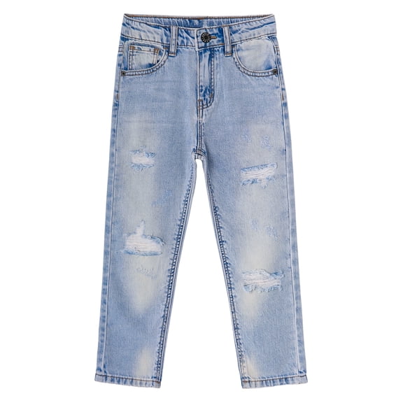 KIDSCOOL SPACE Baby Girls Boys Jeans,Elastic Band Inside Ripped Summer Fashion Denim Pants,2-3 Years