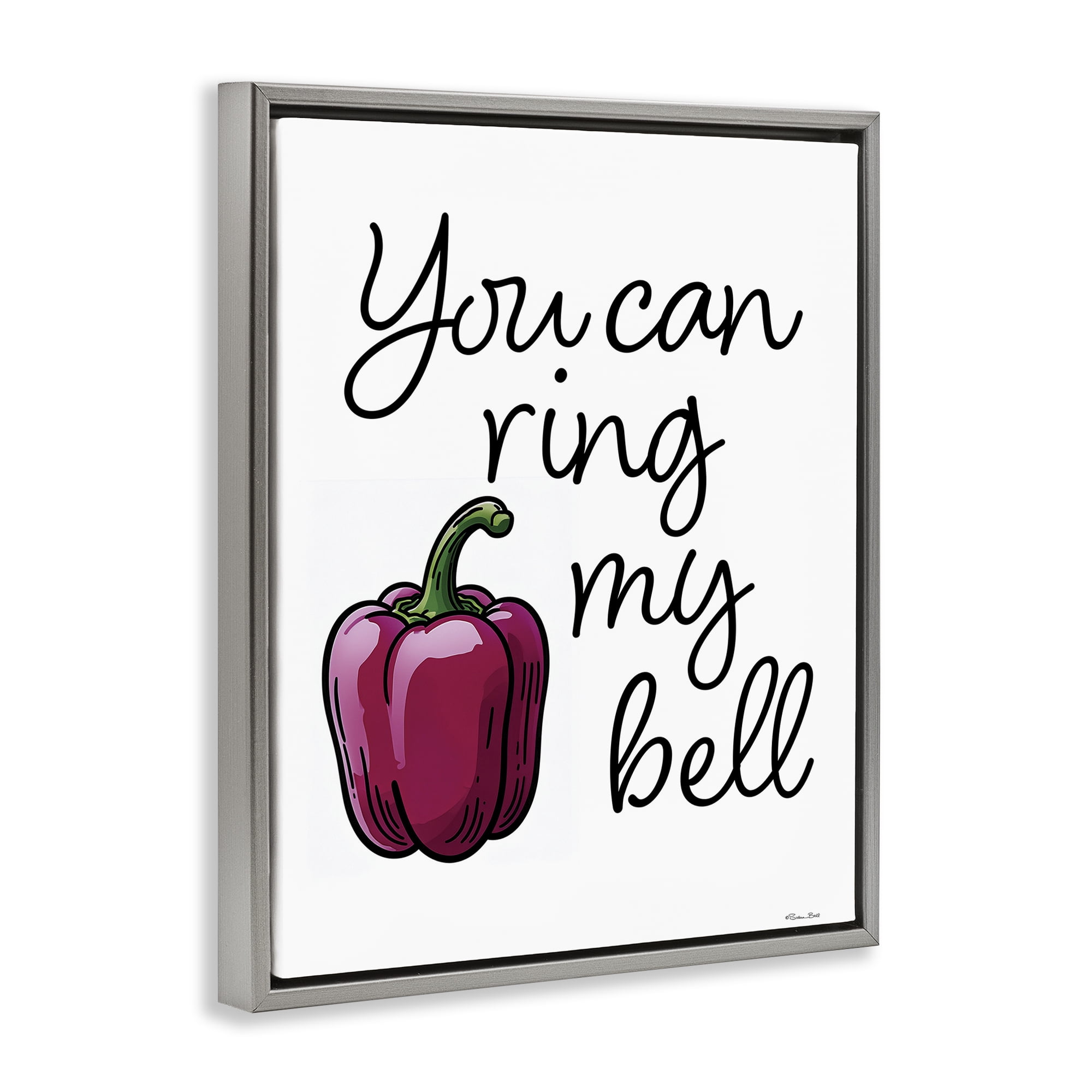 Stupell Industries Ring My Bell Pepper Gray Framed Floater Canvas Wall Art, design by Susan Ball