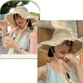thumbnail image 5 of OWLCE Women Wide Brim Straw Sun Hat Summer Floppy Beach Hat UV Protection Crochet Bucket Hat Packable Roll Up CapGirls Women Tea Party Sun Hat Lace Ribbons Straw Hats，UV Protection Beach Cap Khaki, 5 of 8
