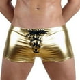 thumbnail image 2 of harmtty Fashion Club Men's Lace Up Patent Leather Boxers Underwear Underpants Shorts,Golden, 2 of 8