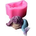 thumbnail image 1 of Molde de jabón de sirena, runloo 3D sirena pastel de silicona hecho a mano jabón vela molde silicona para bebé sirena Fokelyi JQWJ350, 1 of 4