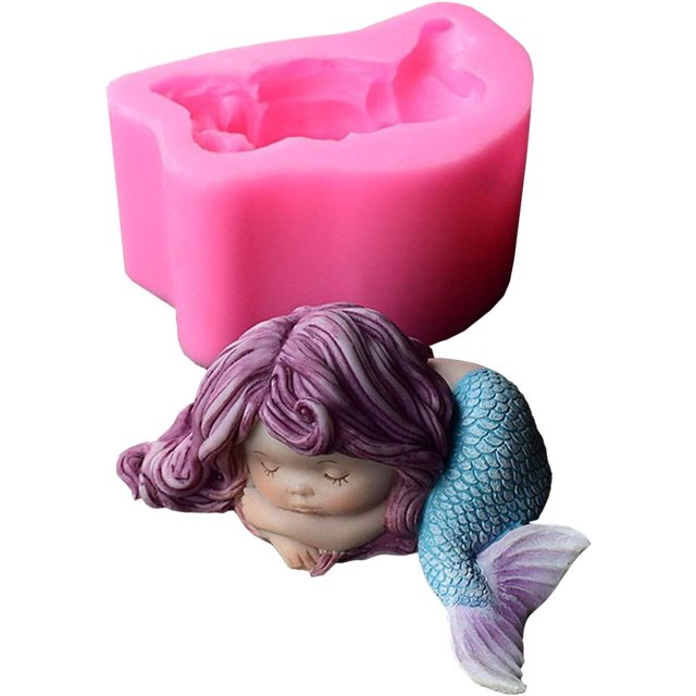 Molde de jabón de sirena, runloo 3D sirena pastel de silicona hecho a mano jabón vela molde silicona para bebé sirena Fokelyi JQWJ350