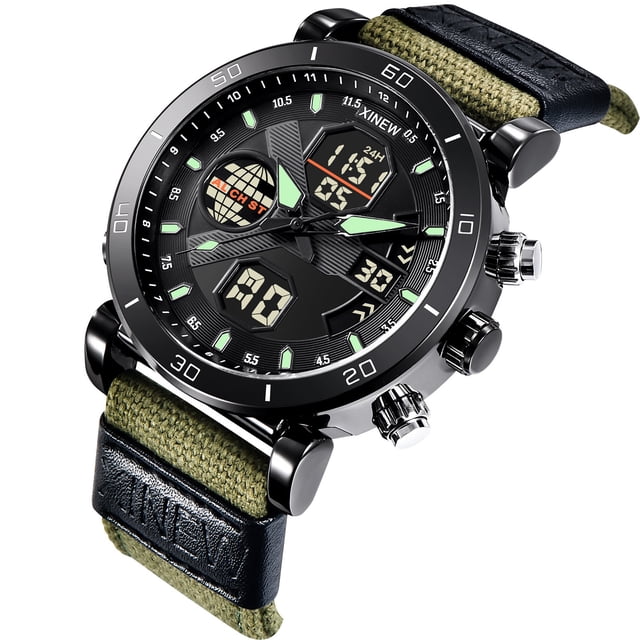 Montre Numérique Homme Mode Montre de Sport Étanche Quartz Numérique Led Montres Décontractées