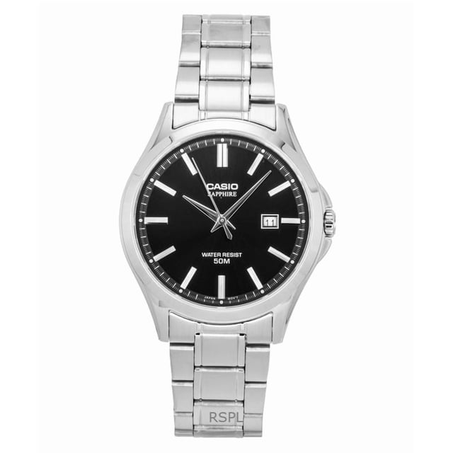 Casio Reloj Estándar Analógico de Acero Inoxidable con Esfera Negra de Cuarzo MTS-115D-1AV para Hombre