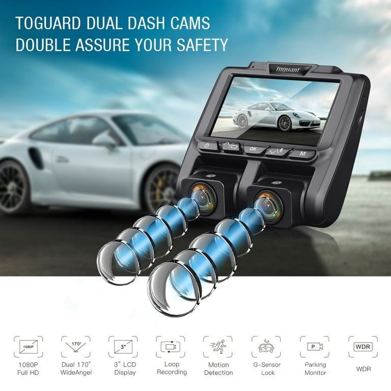 Penemay Dual Dash Cam Front and Rear Camera 1080p Front Camera, Dash Camera  for Cars Waterproof Rear camera, Car Camera Included 32GB SD Card