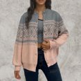 thumbnail image 4 of Women's Embroidered Jacquard Knit Cardigan Open Front Loose Fit Crewneck Button Up Sweater Jacket Stylish Comfortable Lightweight, 4 of 5