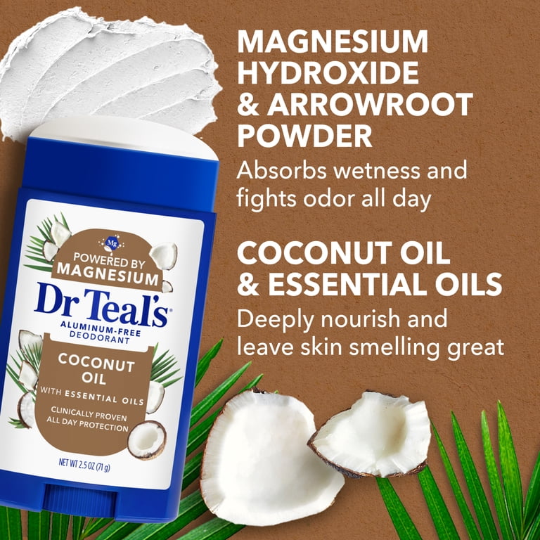 Dr Teal's Aluminum Free Deodorant, Coconut Oil with Essential Oils