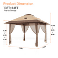 thumbnail image 6 of 13 x 13Ft Pop-Up Gazebo with Mosquito Netting, Outdoor Canopy Tent with Waterproof UV-Resistant Double Roof, Heavy Duty Patio Shelter for Backyard, Garden, Lawn, Deck, 6 of 6
