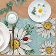 thumbnail image 6 of 4pcs Sunflower Daisy Flower Placemats Table Mats Durable Washable Rustic Linen Vintage Placemats for Home Dinner Party Camping Wedding Table Decoration 12 x 18 inches, 6 of 6