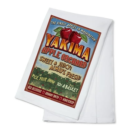 Washington Sign - Yakima, Washington - Apple Orchard Vintage Sign - Lantern Press Artwork (100% Cotton Kitchen Towel)