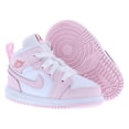 thumbnail image 4 of Nike Jordan 1 Mid Leather Infant/Toddler Shoes Size 6, Color: Pink Foam/Fire Red/White, 4 of 4