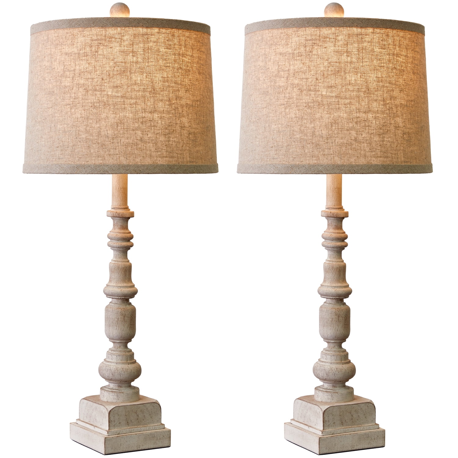 Oneach Farmhouse Table Lamps Set of 2 for Living Room Bedroom Study 27.25" Resin Bedside Nightstand Lamp
