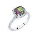 thumbnail image 2 of SuperJeweler 2 Carat Cushion Cut Mystic Topaz and Halo Diamond Ring In Sterling Silver For Women, 2 of 5