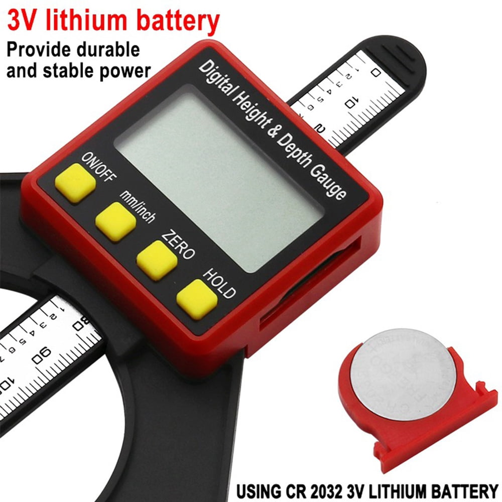 STONEGO 1PC/2Pcs 0-80mm Digital Depth Caliper Height Gauge - LCD Display, Magnetic Self-Standing, Ideal for Measuring Tread Depth, Hole Diameter and Height, Suitable for DIY and Professional Use