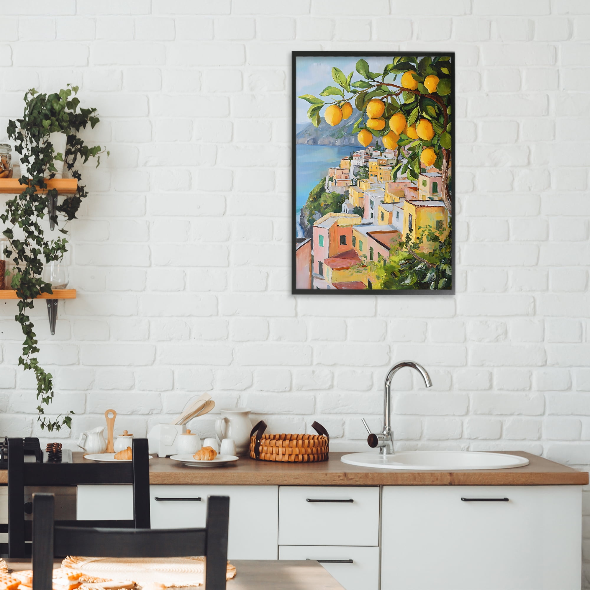 Stupell Industries Mediterranean Lemon Tree Scenery Black Framed Giclee Art, design by Creative Studio