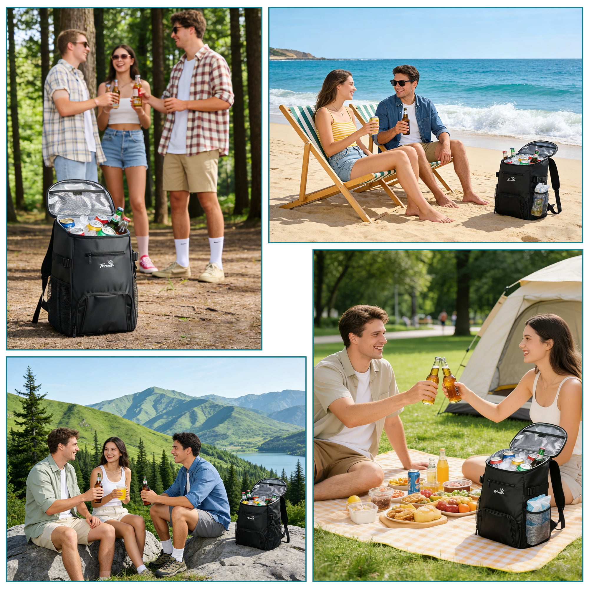 Tirrinia Cooler Backpack - 33 Cans Insulated Backpack Cooler for Men & Women, Soft Portable Lightweight Cooler Bag for Beach Travel, Picnic, Lunch, Hiking, BBQ, Camping