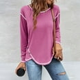 thumbnail image 2 of Timegard Hauts Grande Taille pour Femmes Col Rond Manches Longues Bouton Blouse Irrégulière Automne Décontracté Confortable, 2 of 6