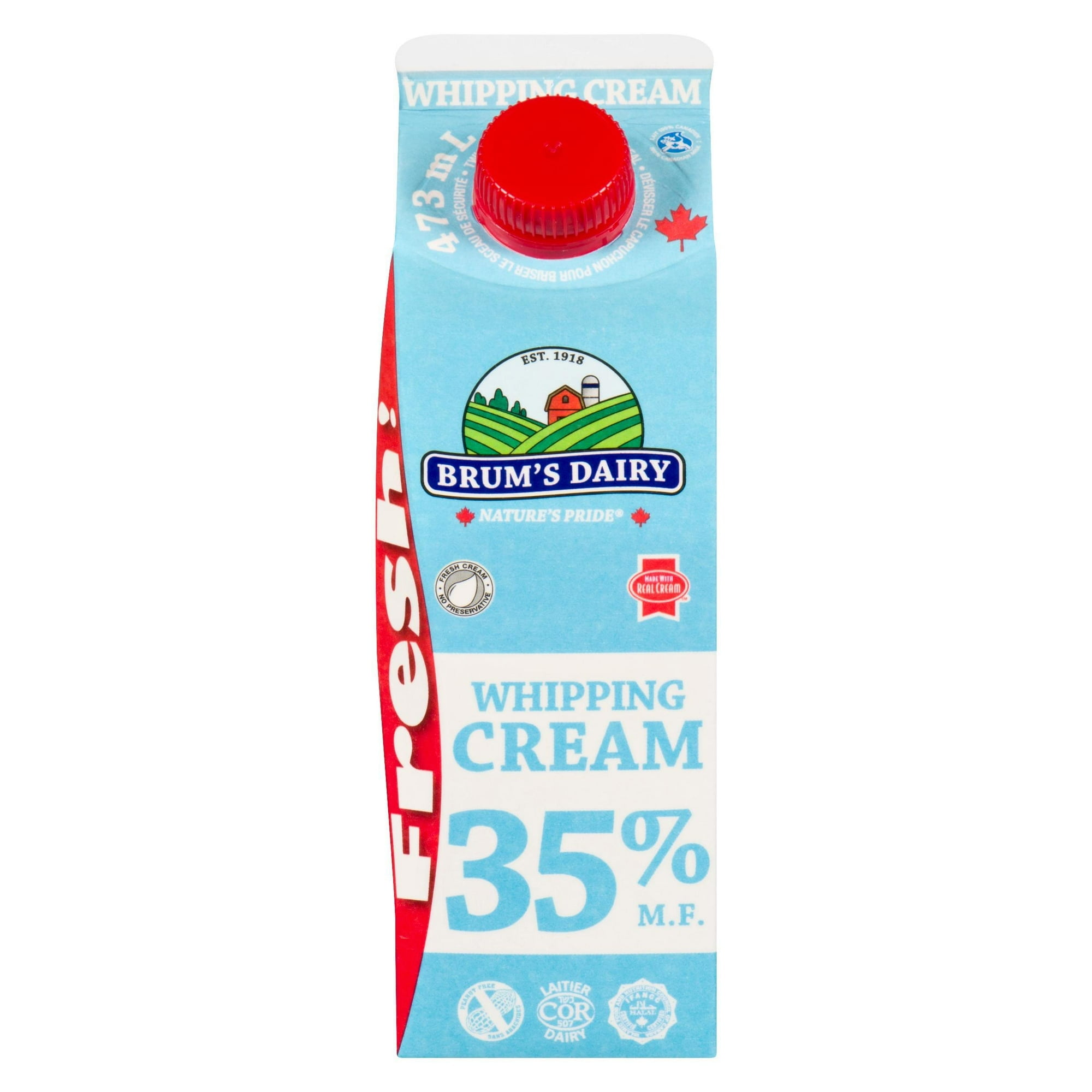 Crème à fouetter à 35 % M.G. de Brum's Carton de 473 ml