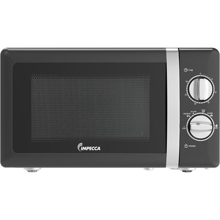 IMPECCA Countertop Microwave Oven Retro Mechanical Dials 5 Modes Timer Defrost 0.7 Cu 700W 9.65” Turntable Easy Clean