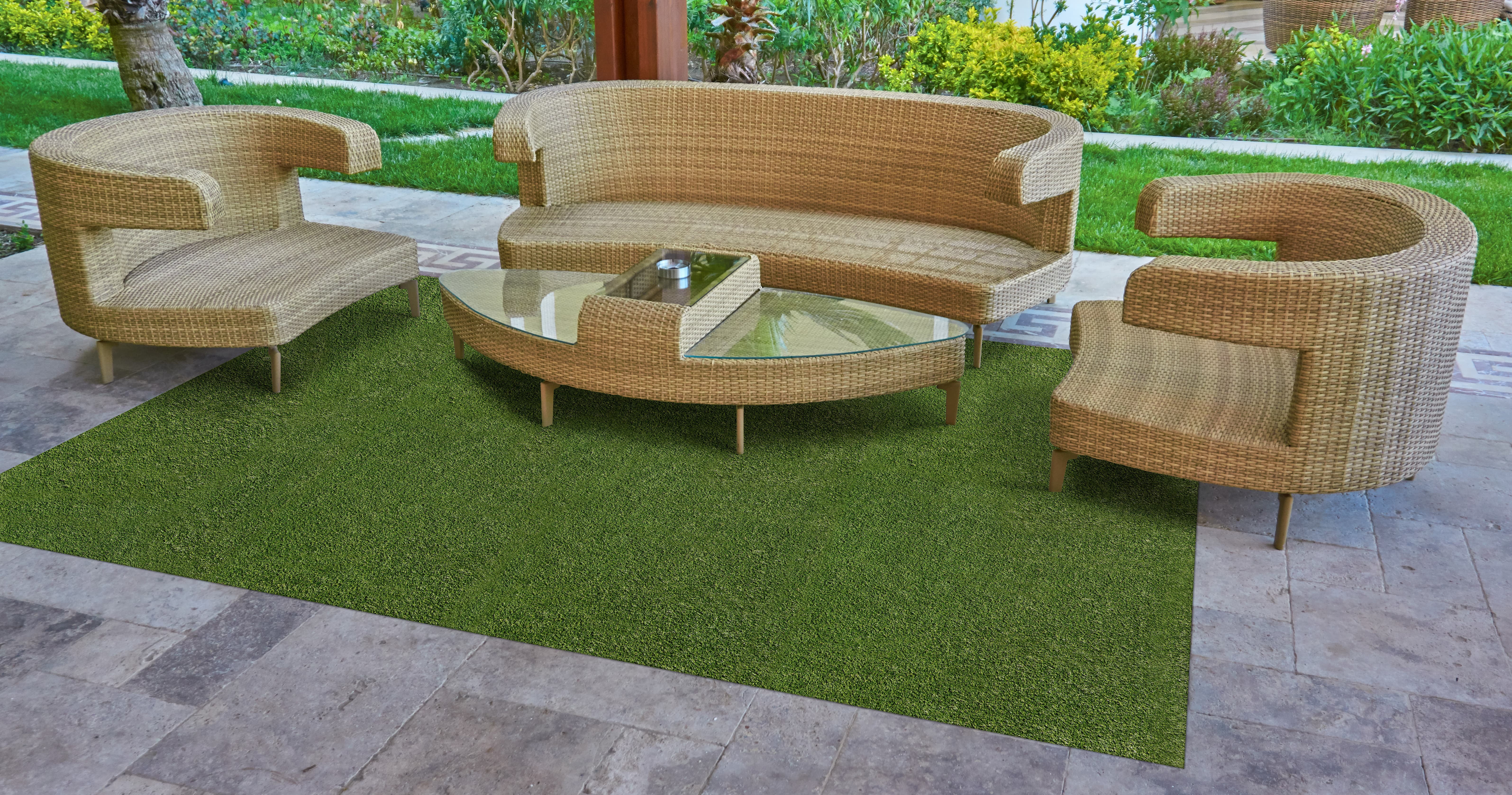 Emerald Green 4 in.  Width X 4 in. Length x 32 Mm Thick Sample Pre Cut Artificial Grass Turf Roll